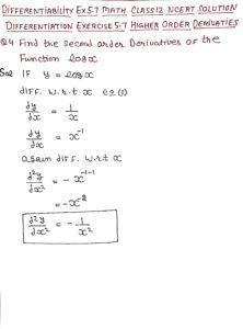 Differentiation Exercise 5.7 Question 1 Q1 Math Class 12 NCERT Solution